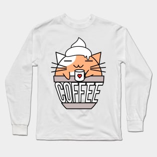 Meowcha in cup orange Long Sleeve T-Shirt